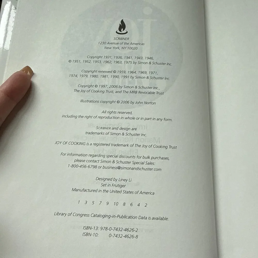 Joy Of Cooking Rombauer Becker 75th Anniversary Hardcover Cookbook 2006